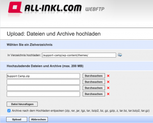 WordPress Theme über den FTP Server hochladen